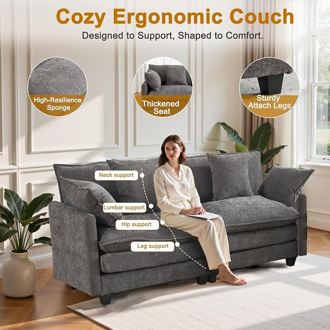 77" Cloud Chenille Sofa Set - Image 6