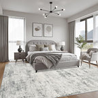 6x9 Area Rug Living Room: Modern Washable Indoor Soft Carpet Gray | - Image 3