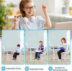 Rengue Kids Desk and Chair Set, Height Adjustable Children School Functional - Image 4