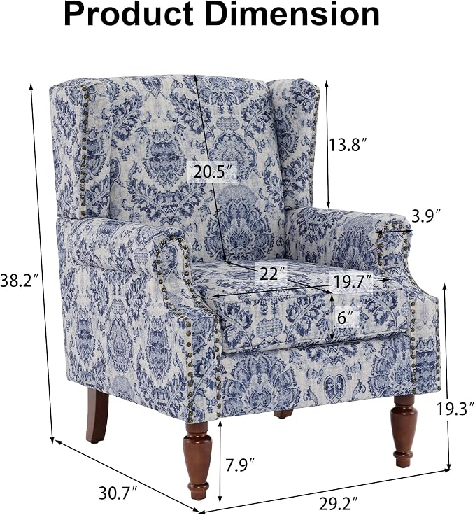 Pia Ricco High Back Floral Accent Chair - Image 2