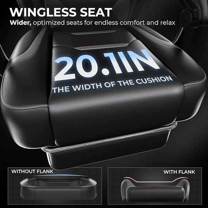 GTPLAYER Gaming Chair with Footrest, Big and Tall Game Chair 350lb Racing Style - Image 3