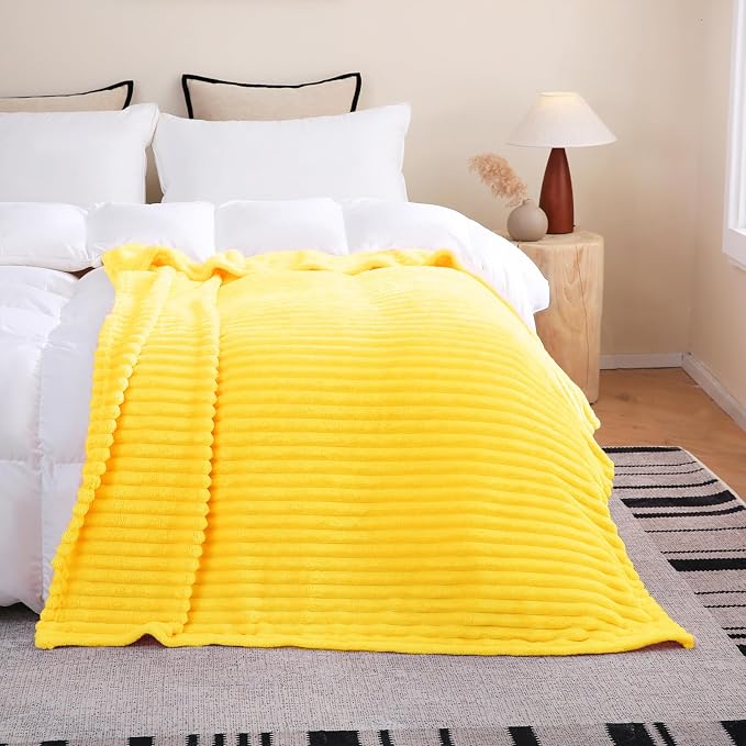 Bright Yellow Fleece Throw Blanket 60”×80” - Image 4