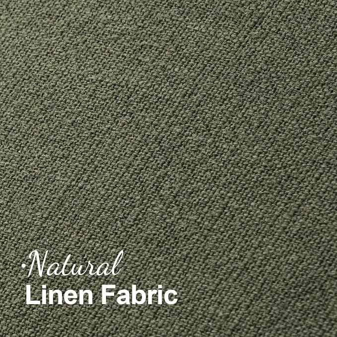 MIULEE Linen Fringe Decorative Euro Throw Pillow Covers Olive Green 28x28 | Set - Image 5