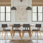Armen Living Jaguar Mid-Century Dining Chair in Walnut Wood and Charcoal Fabric by ArmenLiving