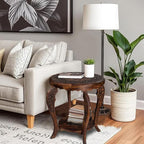Farmhouse Round Accent End Table, Rustic Side Table Nightstands - Image 2