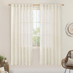Natural Linen Semi Sheer Curtains 78 Inch by LAMIT