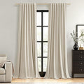 Extra Long 100% Blackout Linen Curtains by Guken