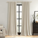 Extra Long 100% Blackout Linen Curtains by Guken
