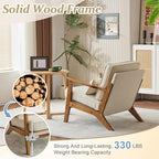 VINGLI Solid Wood Wide Armrests Accent Chair Set of 2, Upholstered Mid Century - Image 4