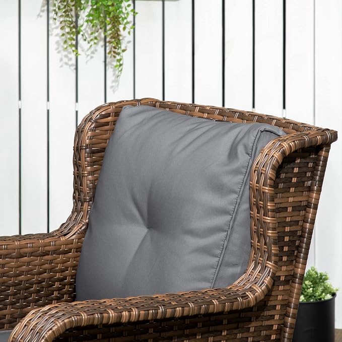 Outsunny 4 Piece PE Rattan Outdoor Patio Furniture Set, Wicker Conversation Set - Image 8
