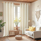 BGment Mustard Yellow Vintage Floral Linen Curtains - Image 2