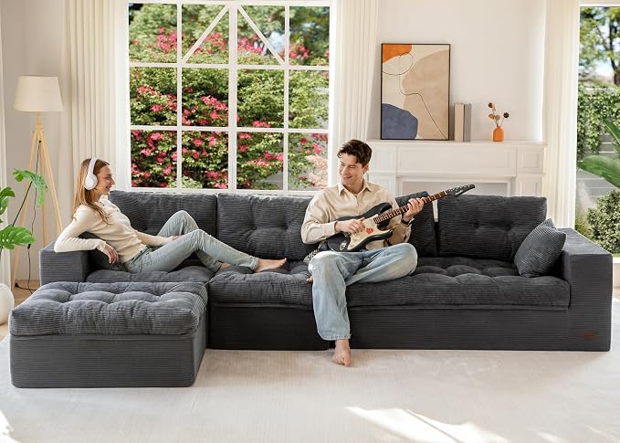 MAXYOYO 132" L Shaped Modular Sectional Sofa by MAXYOYO