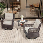 3 Pieces Patio Swivel Chairs, Wicker Patio Conversation Sets by Suvivityse