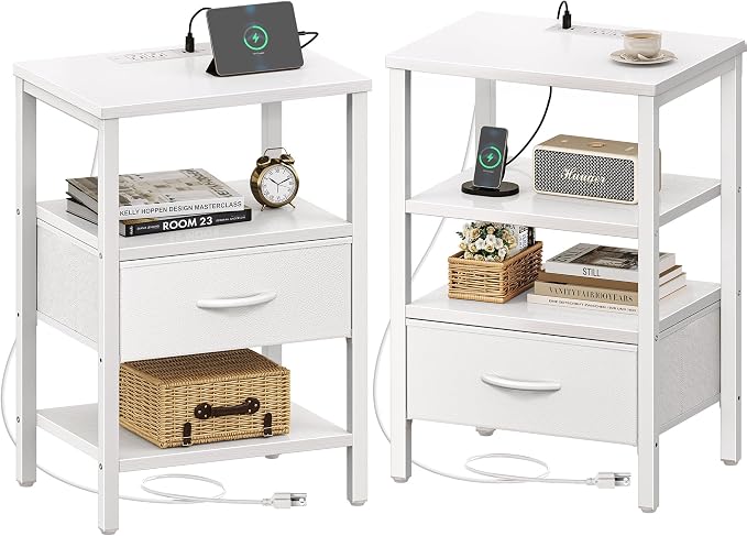 SUPERJARE Nightstand Set of 2, Bed Side Tables by SUPERJARE
