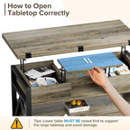 Memobarco 40" Lift Top Coffee Table, 4 in 1 Multi-Function Lift Coffee Tables - Image 6