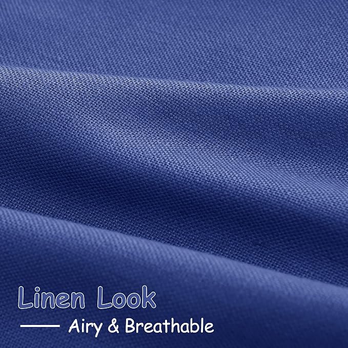 Classic Blue Linen Curtains 84 Inch Length 2 Panels Set - Image 5