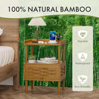 Amazer Walnut Nightstand with Charging Station, Bamboo Night Stand - Image 6