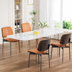 REONEY Dining Chairs Set of 4, Mid-Century Modern Upholstered PU Leather Chairs - Image 4