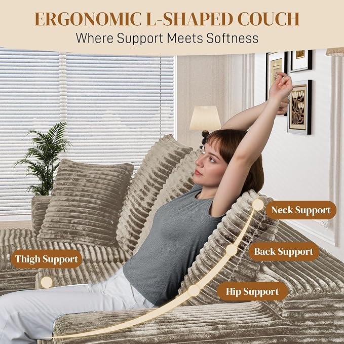 108" L Shaped Boneless Sectional Couches - Image 5