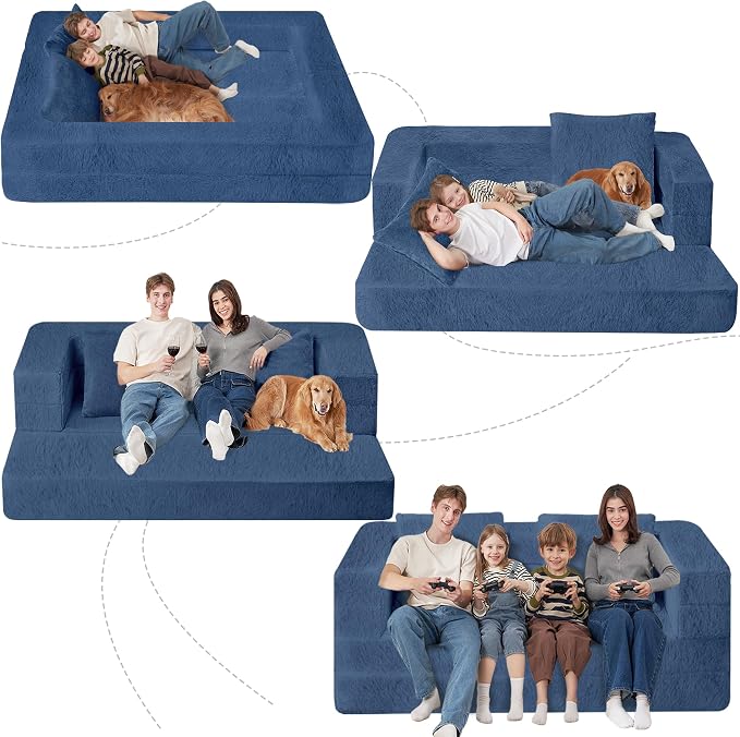 Futon Sofa Bed with Pillow, 3-in-1 Sleeper Sofa Bed with Removable Cover - Image 9