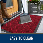OLANLY Front Door Mat Outside 47x23, All-Season Absorbent Rubber Doormat | Wine - Image 6