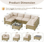 LOUVIXA 7 Piece Outdoor Patio Furniture Set, Outdoor Sectional Sofa, Wicker - Image 2