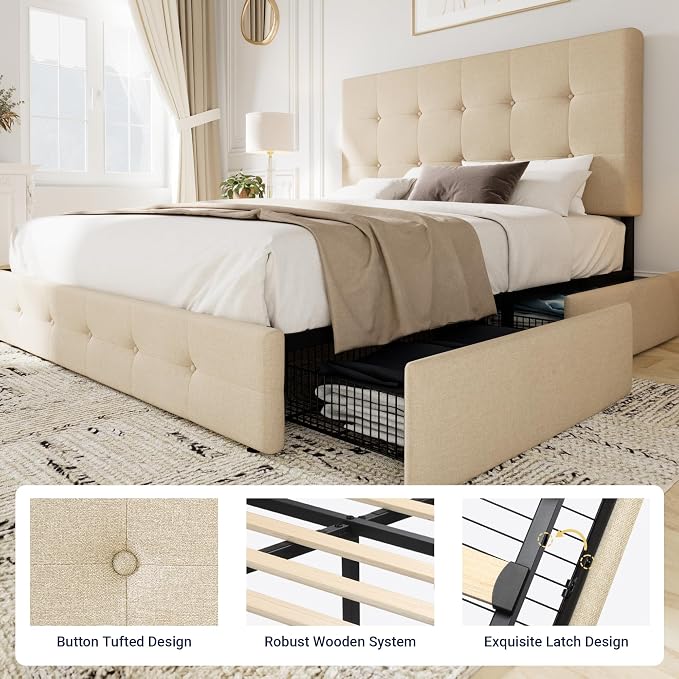 Allewie Upholstered Full Size Platform Bed Frame - Image 6