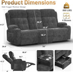 3-Seater Loveseat Recliner Sofa, Home Theater Seating Reclining Couch - Image 2