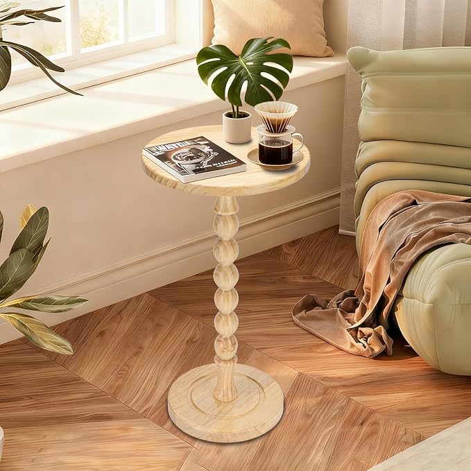 Round Side Table for Small Spaces, Drink Table - Image 2