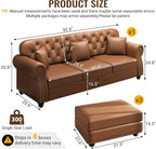 KEIKI 83" Faux Leather Chesterfield Sofa - Image 2