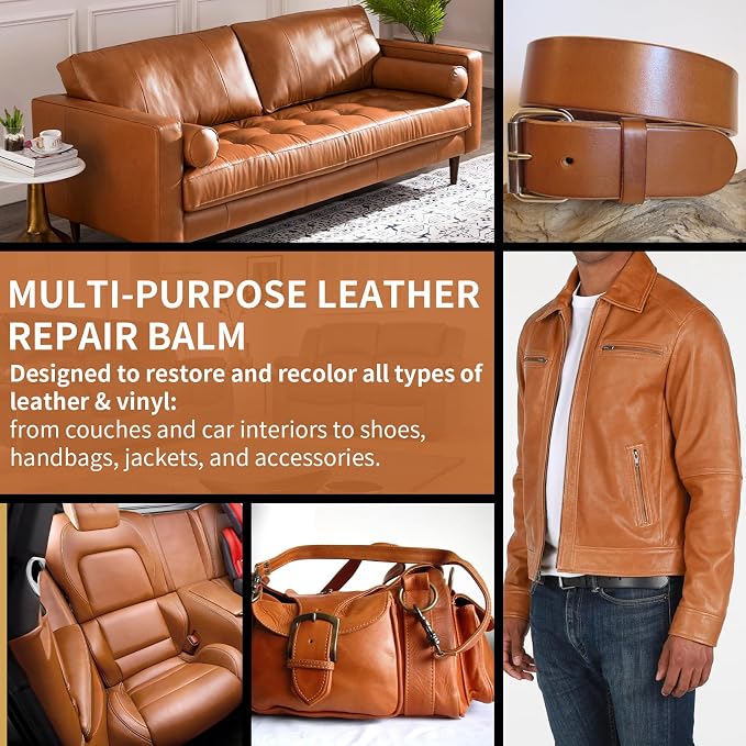 Leather Recoloring Balm and Scratch Repair Kit, Light Brown Leather Restorer - Image 5