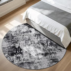 Rugflix Round Area Rugs 8Ft for Living Room, Washable Black Grey Circle Rug | - Image 3
