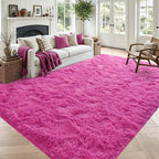 Noahas 4x6 Hot Pink Fluffy Soft Area Rug Non-Slip by ModernHomeDecor