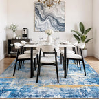 Rugflix 5x7 Area Rugs for Living Room, Washable Sky Blue Gold Large Rug | - Image 3