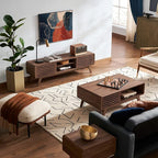 mopio Ensley Dual-Side Storage Coffee Table – Mid Century Modern Fluted Wood - Image 8