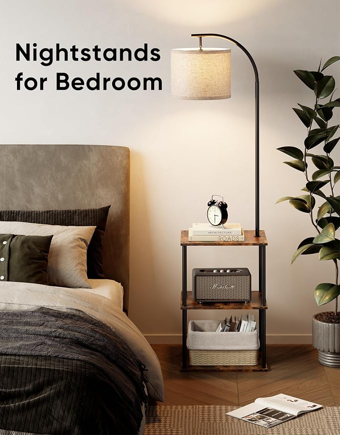 PARTPHONER Floor Lamp with Table, Night Stand with Lamp, Narrow Side Table with - Image 8