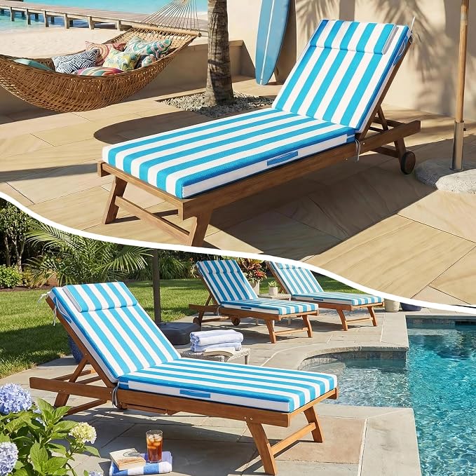 Outdoor Chaise Lounge Cushions, 71x21 Inch Olefin Water & Fade Resistant Pool - Image 7
