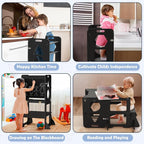 Woodure 4 in-1 Toddler Kitchen Step Stool, Foldable Learning Standing Tower - Image 4