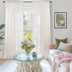 BGment Linen Curtains for Living Room 38X84 Inch Length, Semi Sheer Drapes | - Image 2