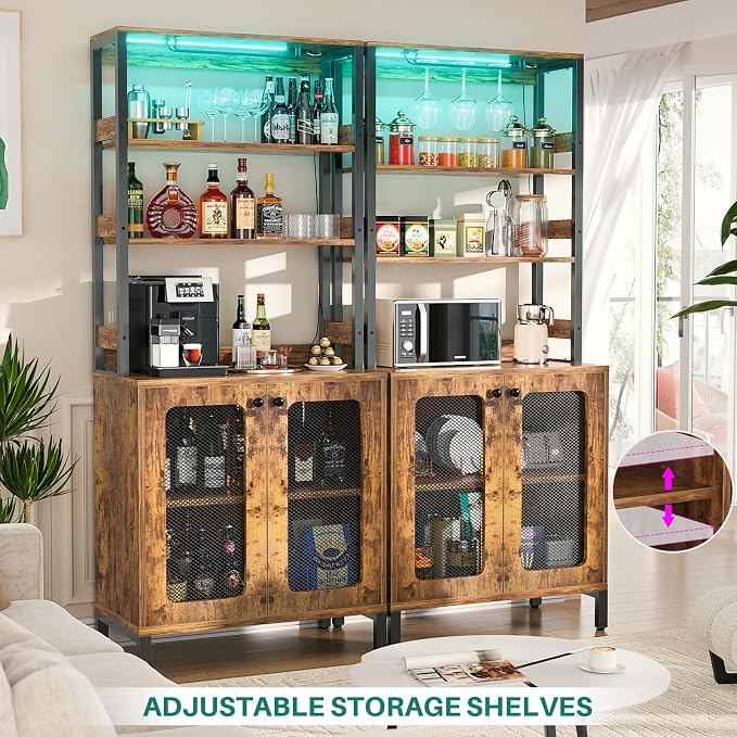 Aheaplus Bar Cabinet with Power Outlets, Coffee Bars Station - Image 7