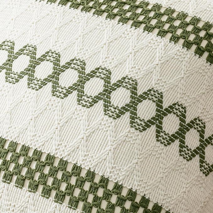 MIULEE Set of 2 Moss Green Boho Decorative Lumbar Pillow Covers 12x20 Inch | - Image 4