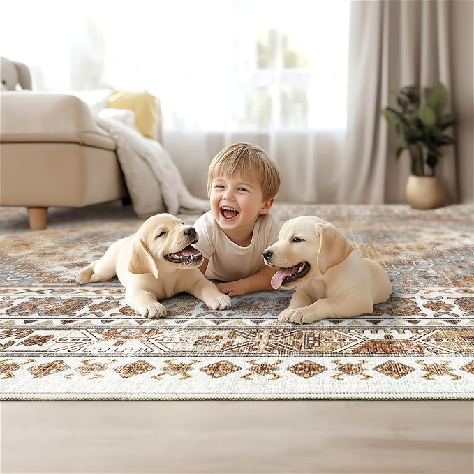 3x5 Washable Area Rug for Entryway Non Slip Kitchen Rugs, Floral Soft Living - Image 9