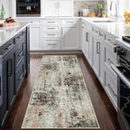 Runner Rugs for Hallways Kitchen 2.6x8 Non Slip Washable Brown Beige | Modern - Image 3