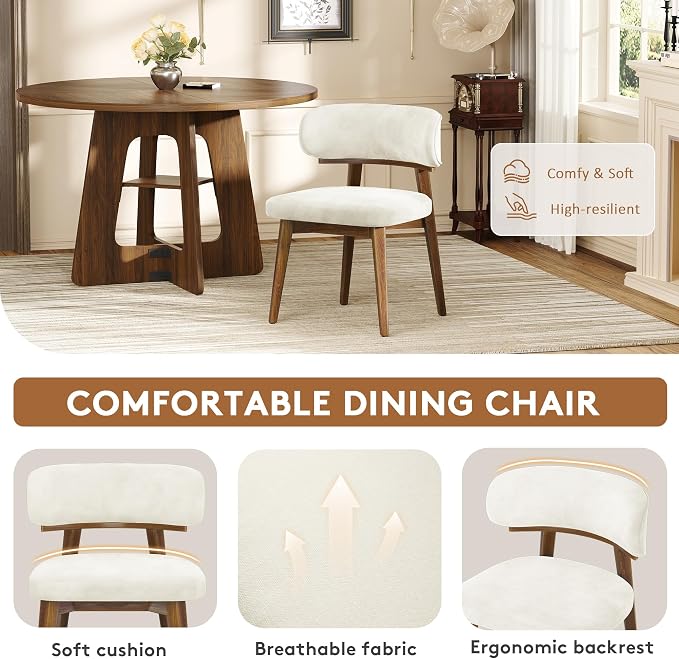 Dining Chairs Set of 4, Modern Upholstered Dining Chairs, Wooden Kitchen Chairs - Image 5