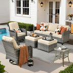 ovios 6 Pieces Patio Furniture Set, Outdoor Wicker Sofa Couch by OVIOS