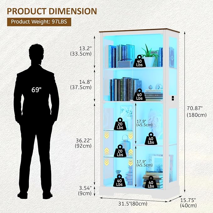 Gurexl Modern Glass Display Cabinet - Image 2