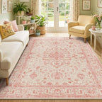 RELEANY Washable Area Rug, Water Repellent, Pet Friendly, Vintage Floral Boho by RELEANY