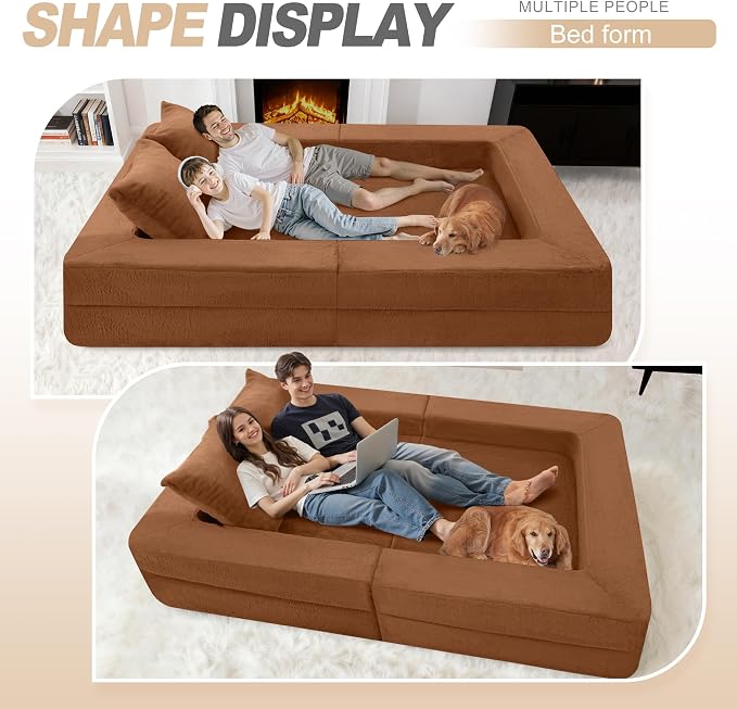 Futon Sofa Bed with Pillow, 3-in-1 Sleeper Sofa Bed with Removable Cover - Image 5