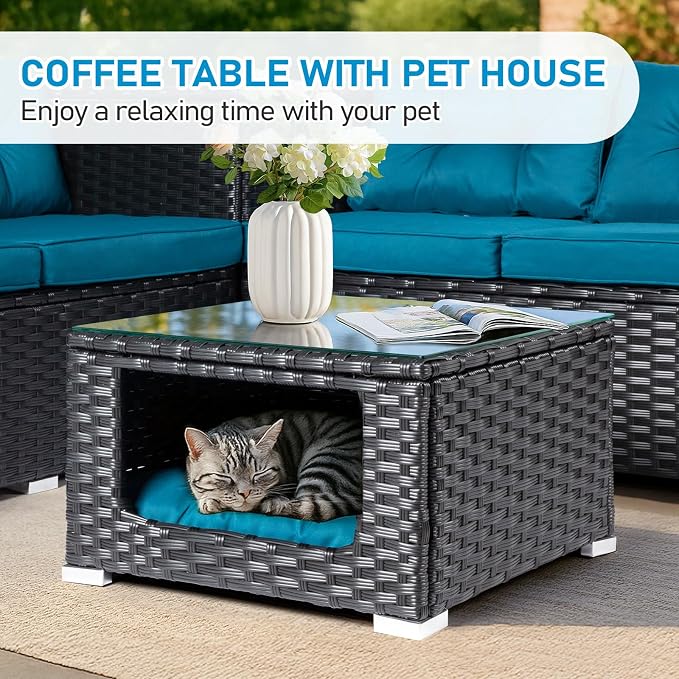 VINGLI 4 Pieces Outdoor Sectional Wicker Patio Furniture - Image 4