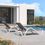 PURPLE LEAF Patio Chaise Lounge Chair Set of 3 Outside Aluminum Plastic - Image 3